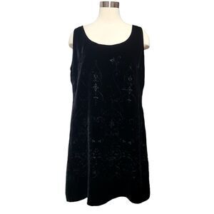 Working Classics Womens Dress Sz 16 Black Crushed Velvet Scroll Design Tank Soft